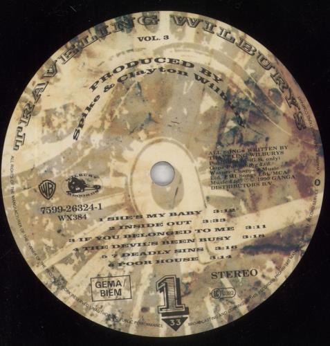 Traveling Wilburys Vol. 3 vinyl LP album (LP record) UK TRVLPVO178466