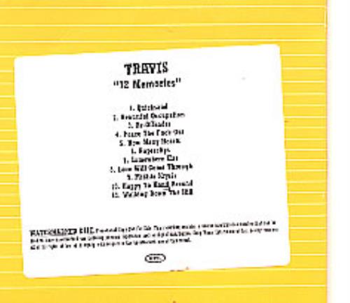 Travis (90s) 12 Memories CD-R acetate US RVSCRME267419