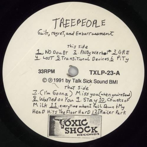 Treepeople Guilt Regret Embarrassment vinyl LP album (LP record) US UVLLPGU863065