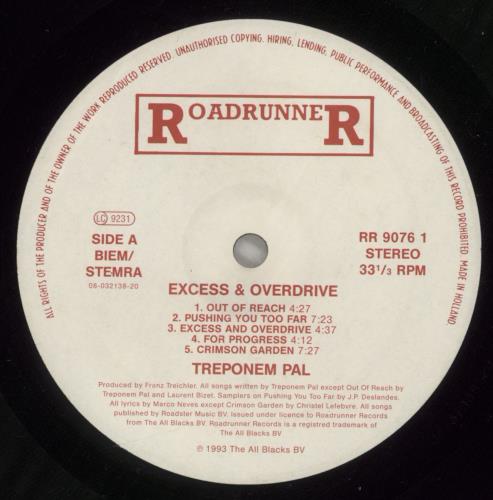 Treponem Pal Excess & Overdrive - VG vinyl LP album (LP record) Dutch -UQLPEX888749