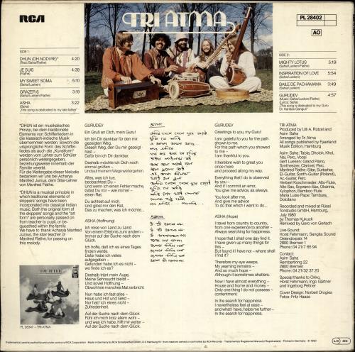 Tri Atma Mighty Lotus vinyl LP album (LP record) German YVSLPMI693758