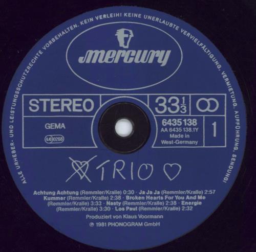 Trio Trio vinyl LP album (LP record) German TRILPTR817991