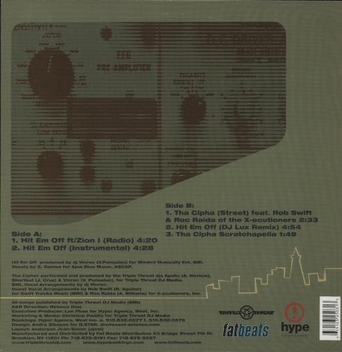 Triple Threat Hit 'Em Off / Tha Cipha 12" vinyl single (12 inch record / Maxi-single) US 84V12HI858836