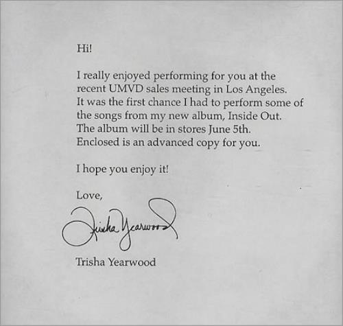 Trisha Yearwood Inside Out CD album (CDLP) US TSYCDIN411624