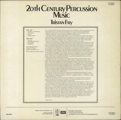 Tristan Fry 20th Century Percussion Music vinyl LP album (LP record) UK XSILPTH644445