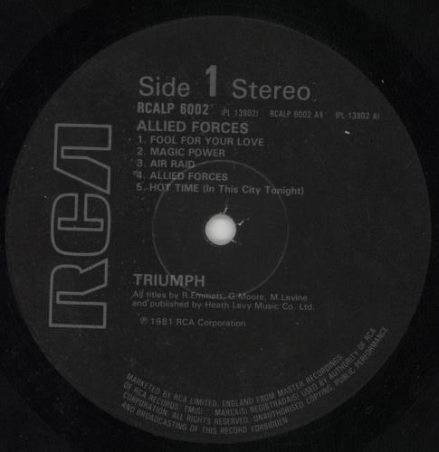 Triumph Allied Forces + Merch Insert vinyl LP album (LP record) UK UMPLPAL849452