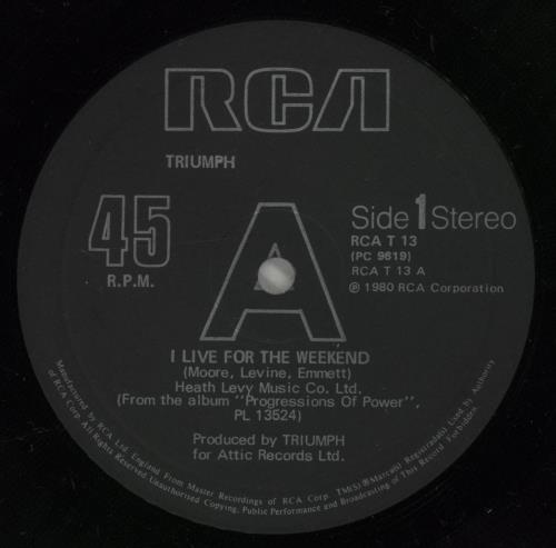 Triumph I Live For The Weekend 12" vinyl single (12 inch record / Maxi-single) UK UMP12IL339258