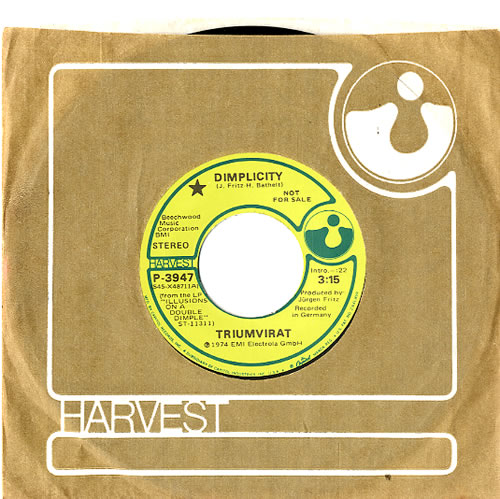 Triumvirat Dimplicity 7" vinyl single (7 inch record / 45) US TUM07DI594440
