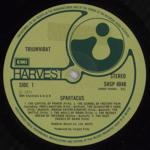 Triumvirat Spartacus - VG/EX vinyl LP album (LP record) UK TUMLPSP549314