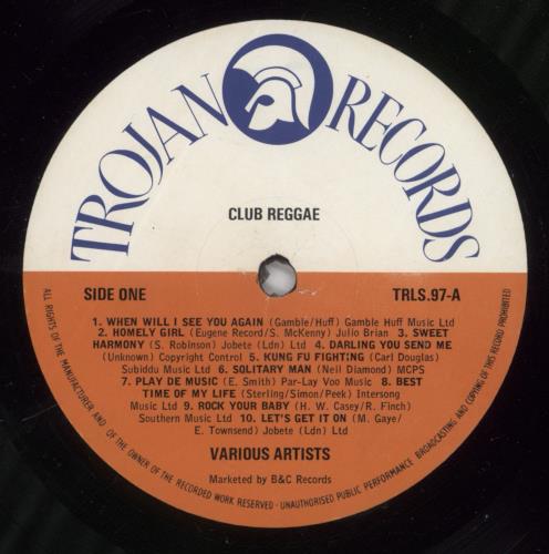 Trojan Records Club Reggae vinyl LP album (LP record) UK T06LPCL486054