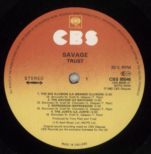 Trust Savage vinyl LP album (LP record) UK TT9LPSA869703
