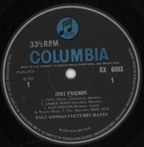 Tubby Hayes Just Friends - EX vinyl LP album (LP record) UK TH-LPJU737255