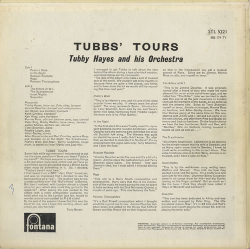 Tubby Hayes Tubbs' Tours - EX vinyl LP album (LP record) UK TH-LPTU518398
