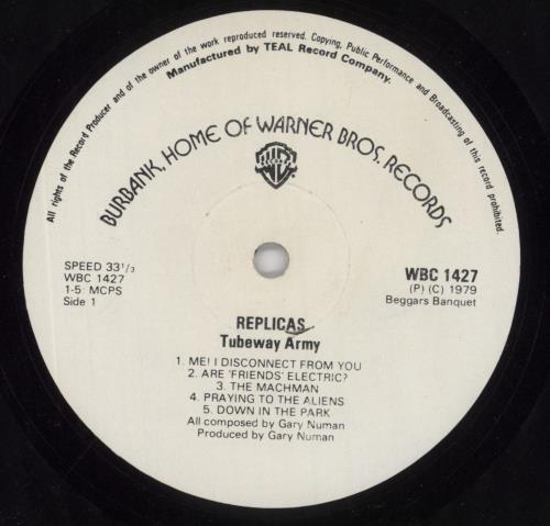 Tubeway Army Replicas vinyl LP album (LP record) Zimbabwe TUBLPRE849638