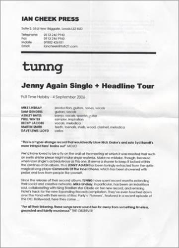 Tunng Jenny Again CD single (CD5 / 5") UK TUGC5JE381123
