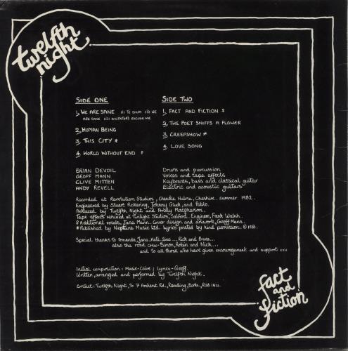 Twelfth Night Fact And Fiction vinyl LP album (LP record) UK TE7LPFA296850