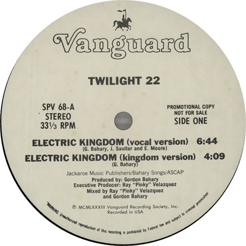 Twilight 22 Electric Kingdom 12" vinyl single (12 inch record / Maxi-single) US XWL12EL640573