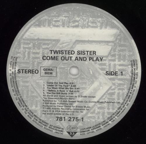 Twisted Sister Come Out And Play - Pop Up Sleeve vinyl LP album (LP record) German TWSLPCO603313