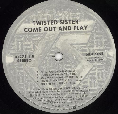 Twisted Sister Come Out And Play vinyl LP album (LP record) US TWSLPCO721400