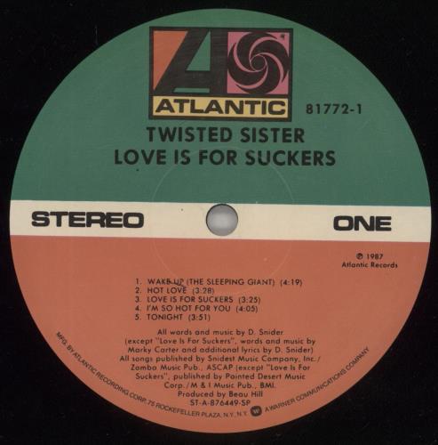 Twisted Sister Love Is For Suckers vinyl LP album (LP record) US TWSLPLO879262
