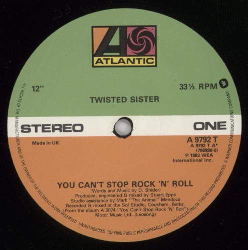 Twisted Sister You Can't Stop Rock'n'roll 12" vinyl single (12 inch record / Maxi-single) UK TWS12YO51136