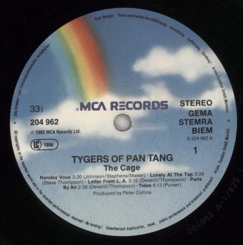 Tygers Of Pan Tang The Cage vinyl LP album (LP record) German TYGLPTH745460