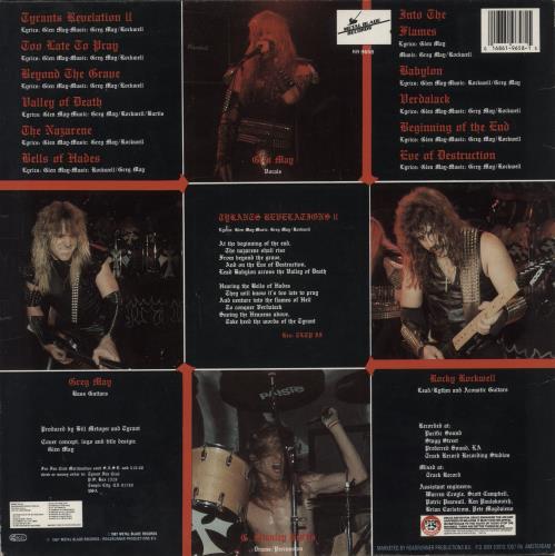 Tyrant Too Late To Pray - VG vinyl LP album (LP record) Dutch VY2LPTO887129