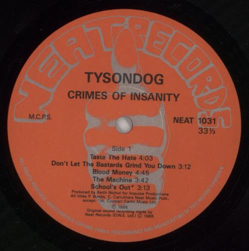 Tysondog Crimes Of Insanity vinyl LP album (LP record) UK UY0LPCR607030