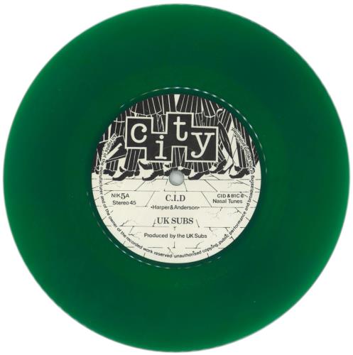 U.K. Subs C.I.D. - Dark Green Vinyl - VG 7" vinyl single (7 inch record / 45) UK UKS07CI856941