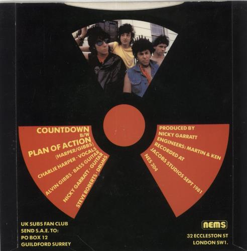 U.K. Subs Countdown 7" vinyl single (7 inch record / 45) UK UKS07CO129661