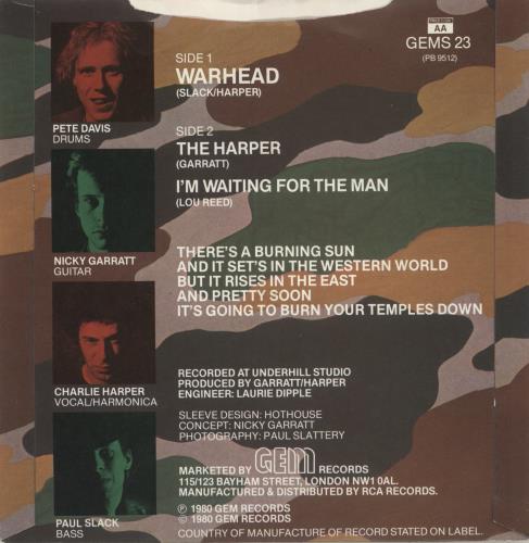 U.K. Subs Warhead 7" vinyl single (7 inch record / 45) UK UKS07WA864155