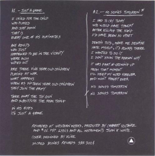 U.V. Pop Just A Game / No Songs Tomorrow - 2011 Issue 7" vinyl single (7 inch record / 45) US UA607JU771285