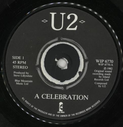 U2 A Celebration 7" vinyl single (7 inch record / 45) UK U-207AC11990