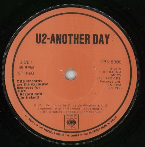 U2 Another Day -  Orange Label - 3rd - Grafotone Sleeve 7" vinyl single (7 inch record / 45) Irish U-207AN864180