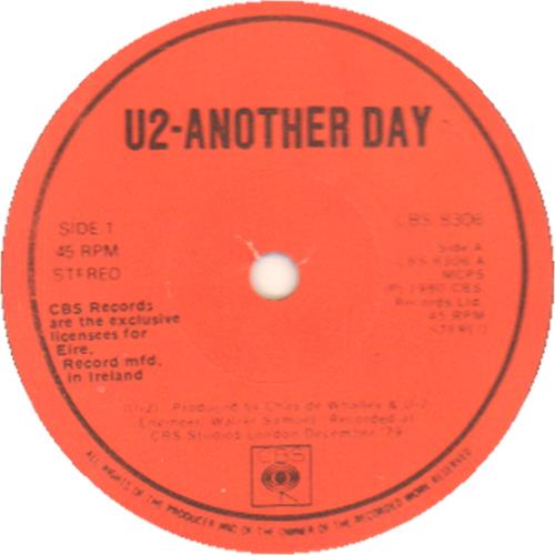 U2 Another Day -  Orange Label - 3rd 7" vinyl single (7 inch record / 45) Irish U-207AN459192