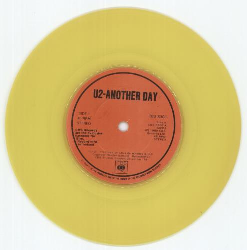 U2 Another Day - Yellow Vinyl - Large Thumb Cut 7" vinyl single (7 inch record / 45) Irish U-207AN865427