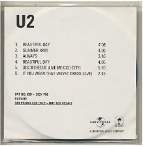 U2 Beautiful Day - 6-track CD-R acetate UK U-2CRBE184566