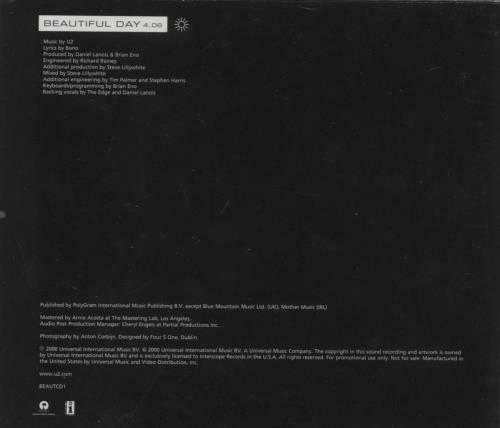 U2 Beautiful Day CD single (CD5 / 5") US U-2C5BE165320