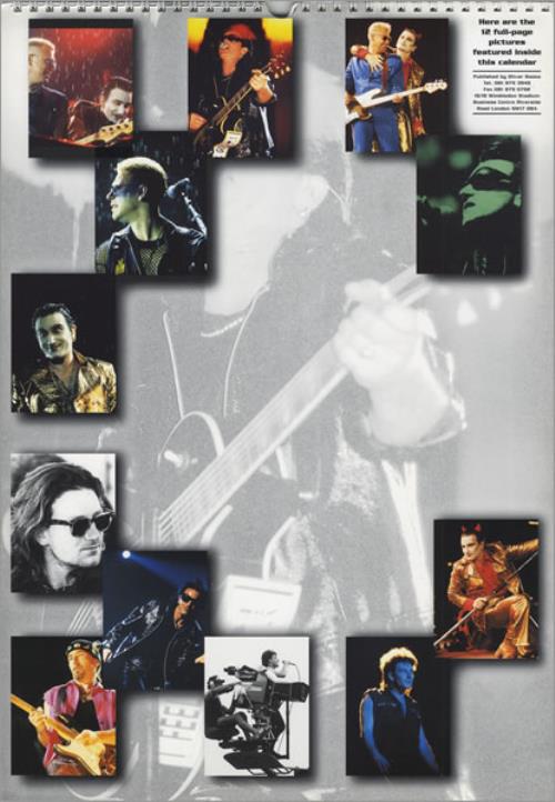 U2 Calendar 1997 - Oliver Books calendar UK U-2CACA69880