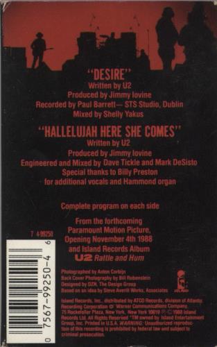 U2 Desire cassette single US U-2CSDE865435