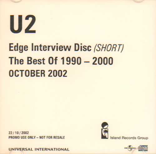 U2 Edge Interview Disc (Short) The Best Of 1990-2000 CD-R acetate UK U-2CRED258149