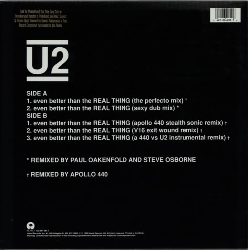 U2 Even Better Than The Real Thing - Gold promo stamped 12" vinyl single (12 inch record / Maxi-single) US U-212EV602601
