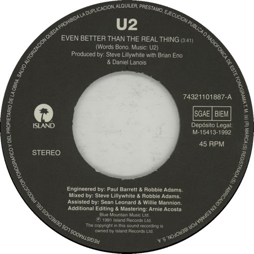 U2 Even Better Than The Real Thing 7" vinyl single (7 inch record / 45) Spanish U-207EV634432