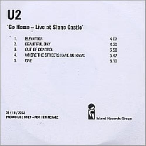 U2 Go Home - Live At Slane Castle CD-R acetate UK U-2CRGO265692