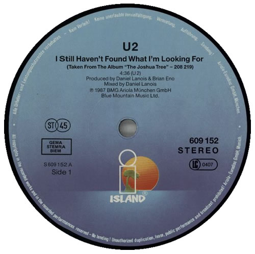 U2 I Still Haven't Found What I'm Looking For 12" vinyl single (12 inch record / Maxi-single) German U-212IS602467