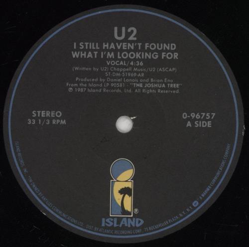 U2 I Still Haven't Found What I'm Looking For 12" vinyl single (12 inch record / Maxi-single) US U-212IS62455