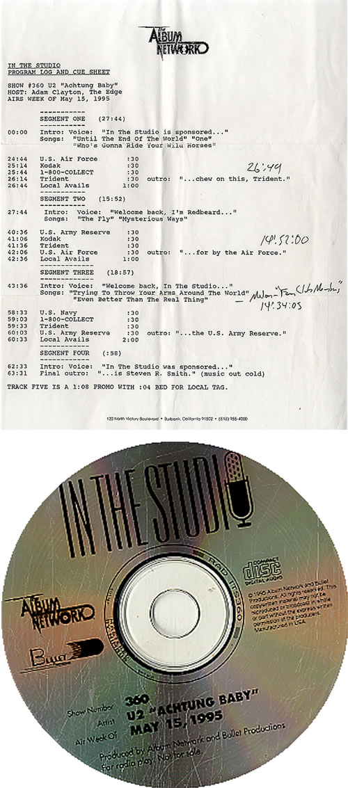 U2 In The Studio: Achtung Baby CD album (CDLP) US U-2CDIN75676