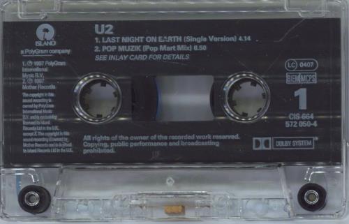 U2 Last Night On Earth cassette single UK U-2CSLA99426