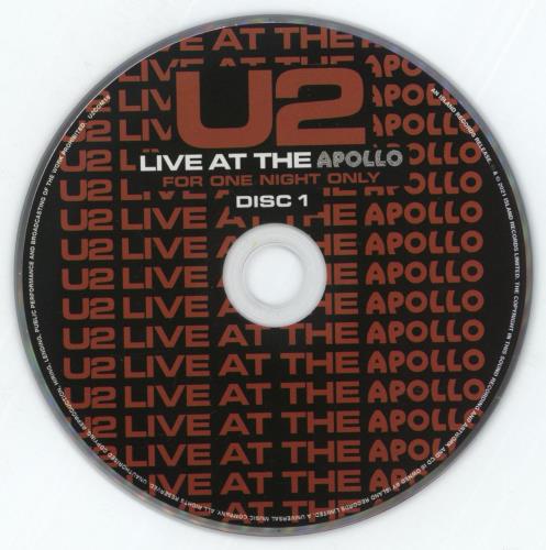 U2 Live At The Apollo For One Night Only + Postcards - EX 2 CD album set (Double CD) UK U-22CLI878918