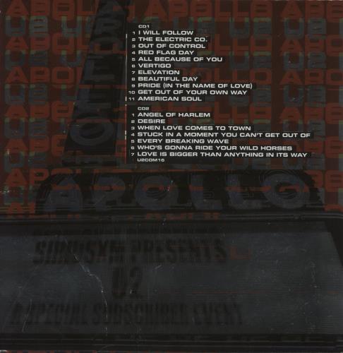 U2 Live At The Apollo For One Night Only + Postcards - EX 2 CD album set (Double CD) UK U-22CLI878918